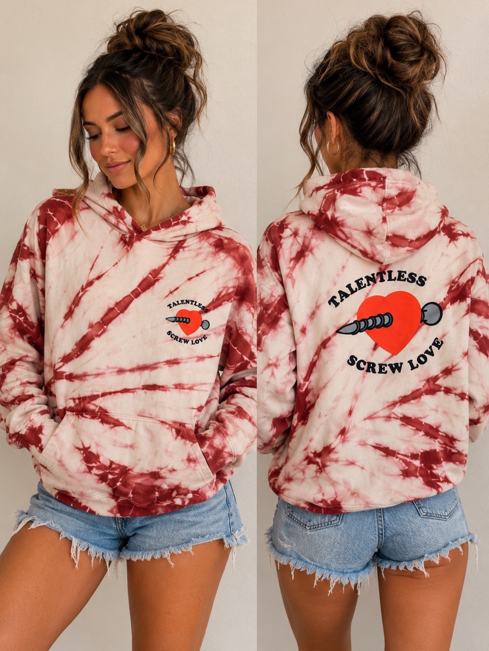 TALENTLESS Tie-Dye Hoodie with Label Detail